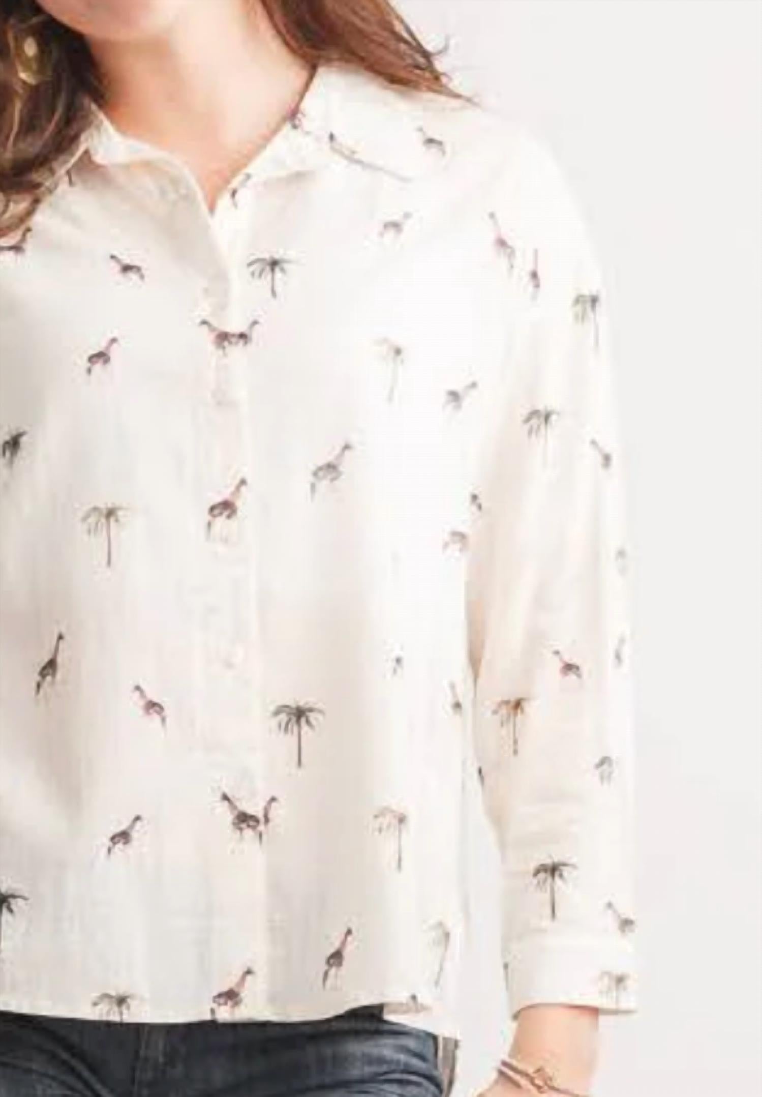 Papillon - Giraffe Printed Collared Button Front Shirt