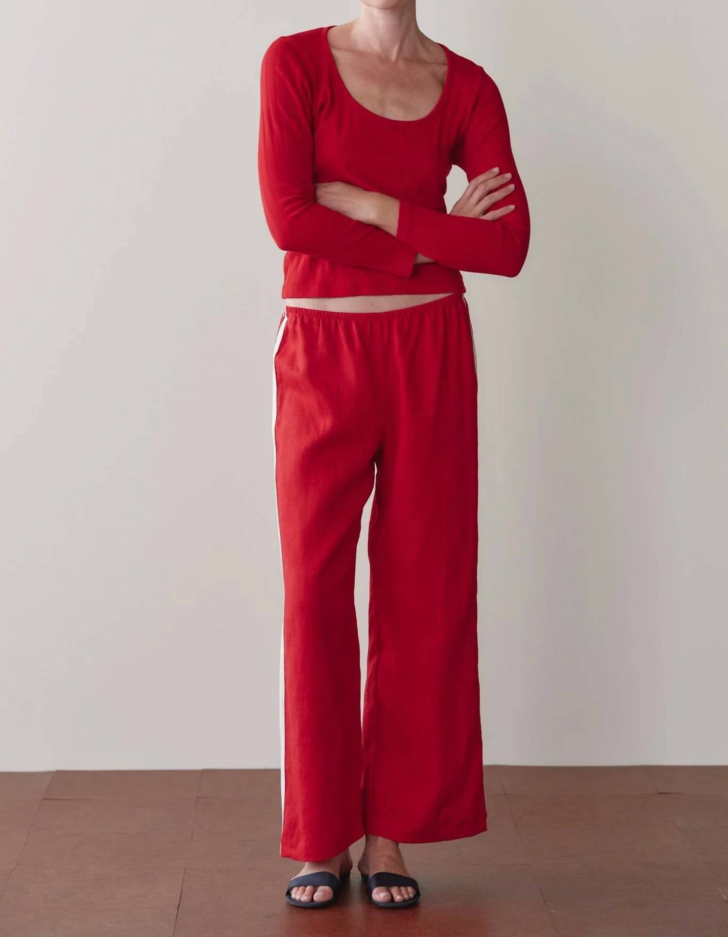 Donni. - Linen Crop Racer Pant
