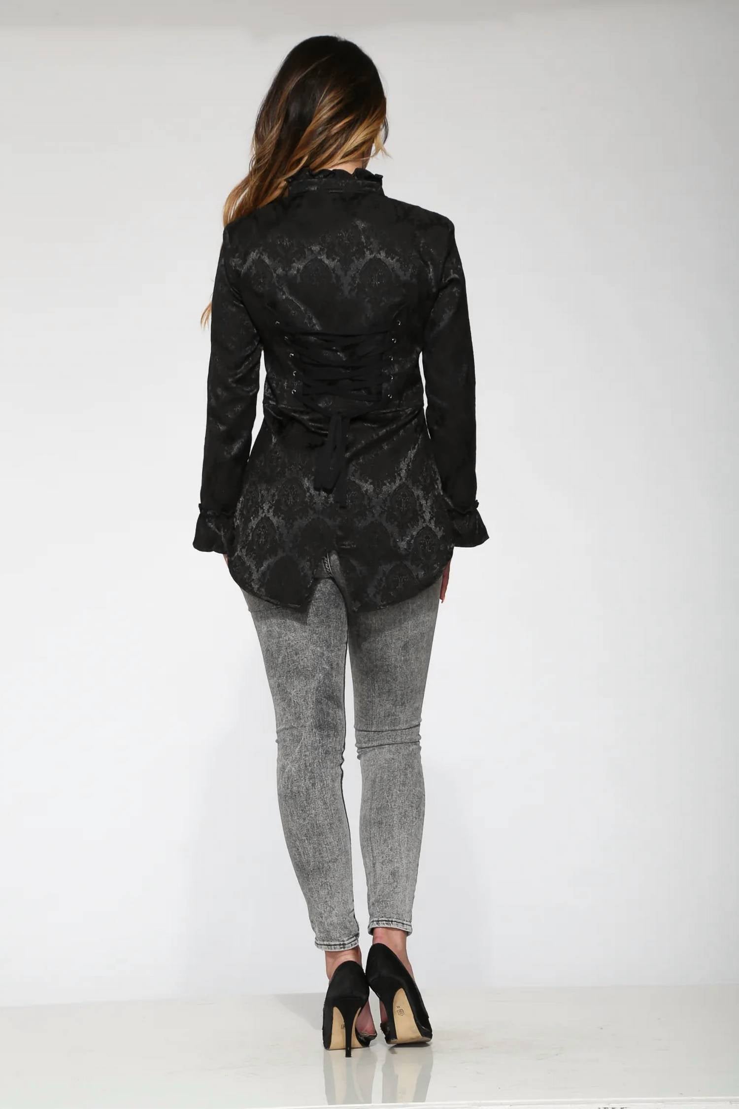 Orchid Bloom - Brocade Ruffle Detail Jacket