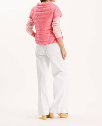 Tyler Boe Cap Sleeve Quilted Jacket in coral - women's jacket - detail view