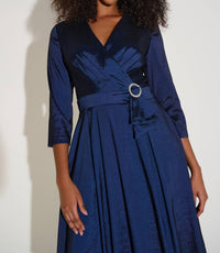 Joseph Ribkoff - Pleated Taffeta Fit & Flare Dress