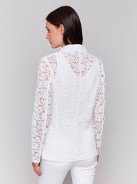 Charlie B - Lace Long Sleeve Blazer With Welt Pockets