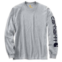 carhartt Men's Graphic Logo Heavyweight Loose Fit Top in heather grey black - men's long sleeve top