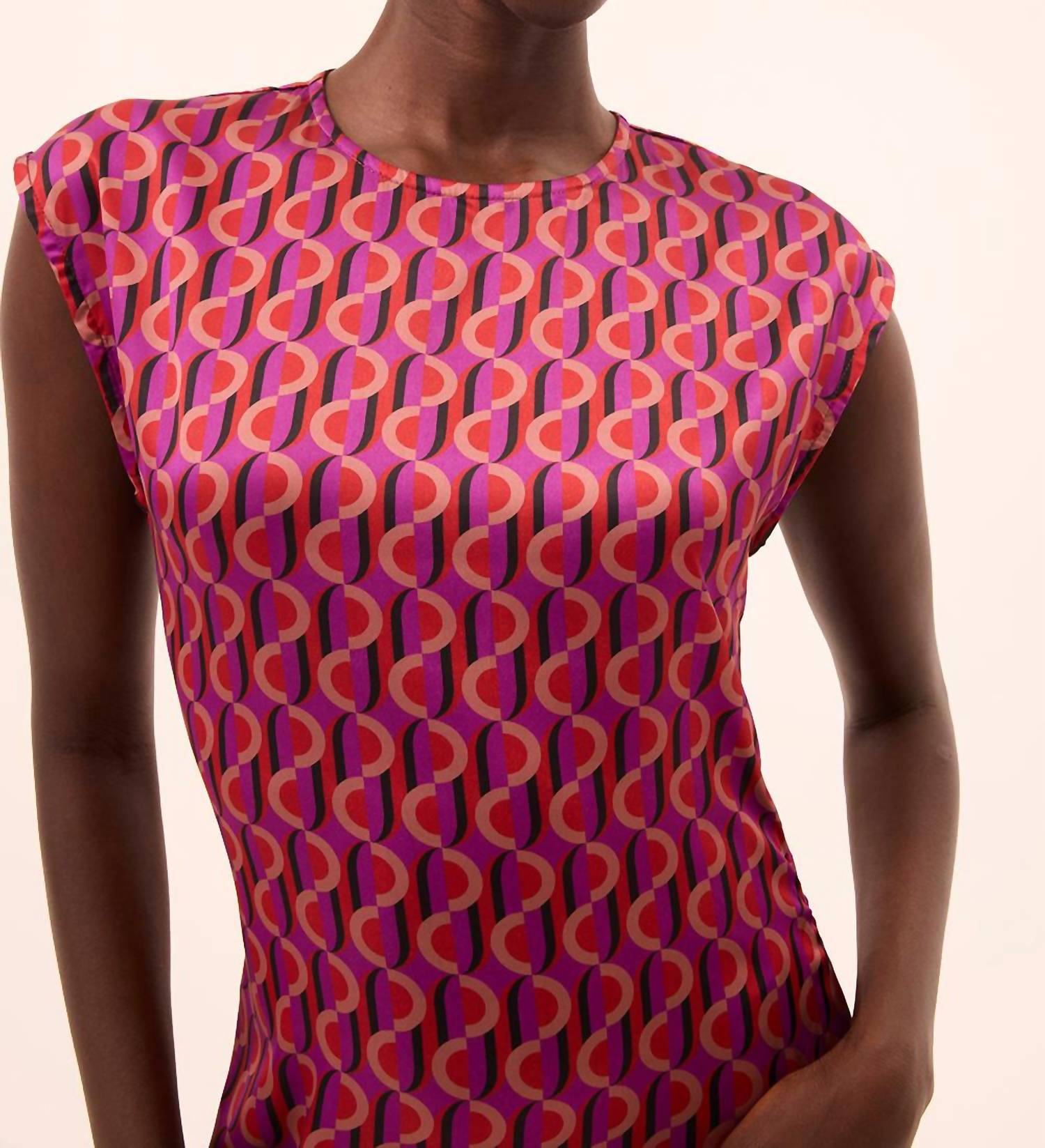 Misa Los Angeles Lydia Dress in geo sixty satin - women's dress - alternate view
