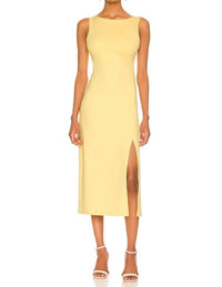 Susana Monaco Side Slit Tank Dress in lemon - women's dress