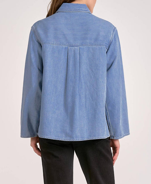 Elan - Collared Denim Button-up Top