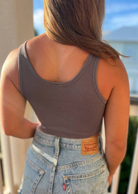 By Together Bryer Ribbed Crop Top in gray - women's shirt - detail view
