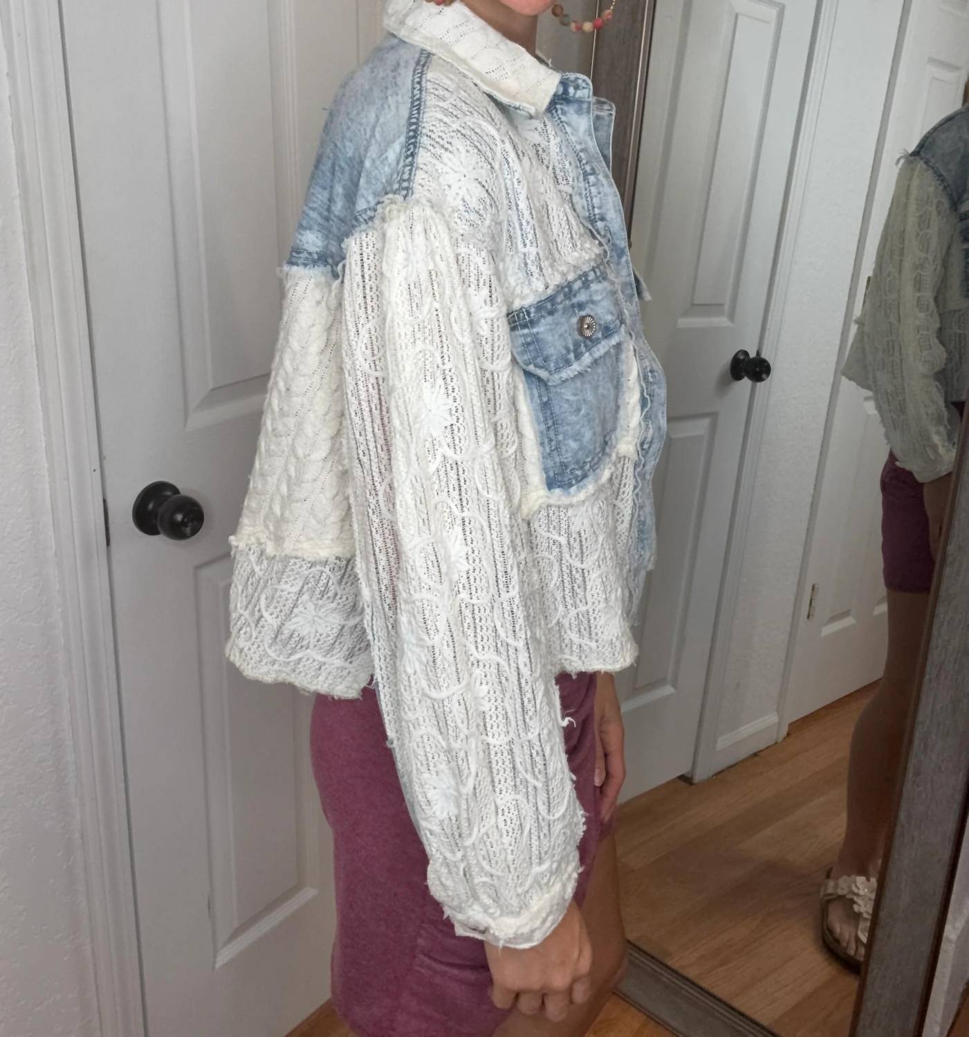 Pol - Delia Denim & Lace Shirtket