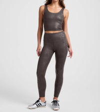 BEYOND YOGA Powershine Sport Street Cropped Tank Top in espresso viper - women's tank top