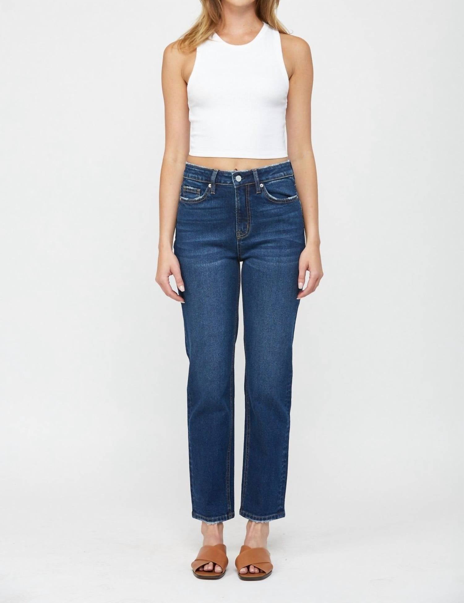 Mica Denim - Monfil Super High Wedge Straight Leg Jeans