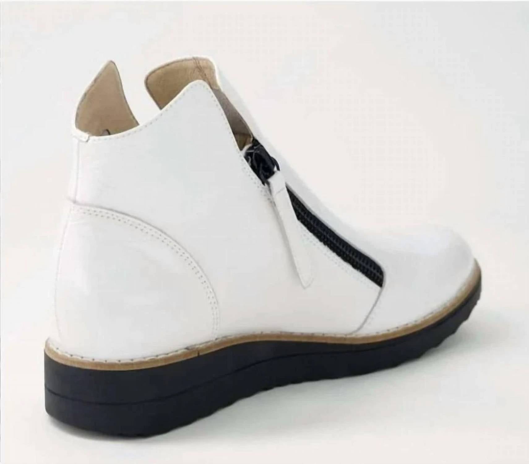 Django & Juliette Women's Ohmy Leather Sneaker in white black sole patent leather - women's sneaker - alternate view