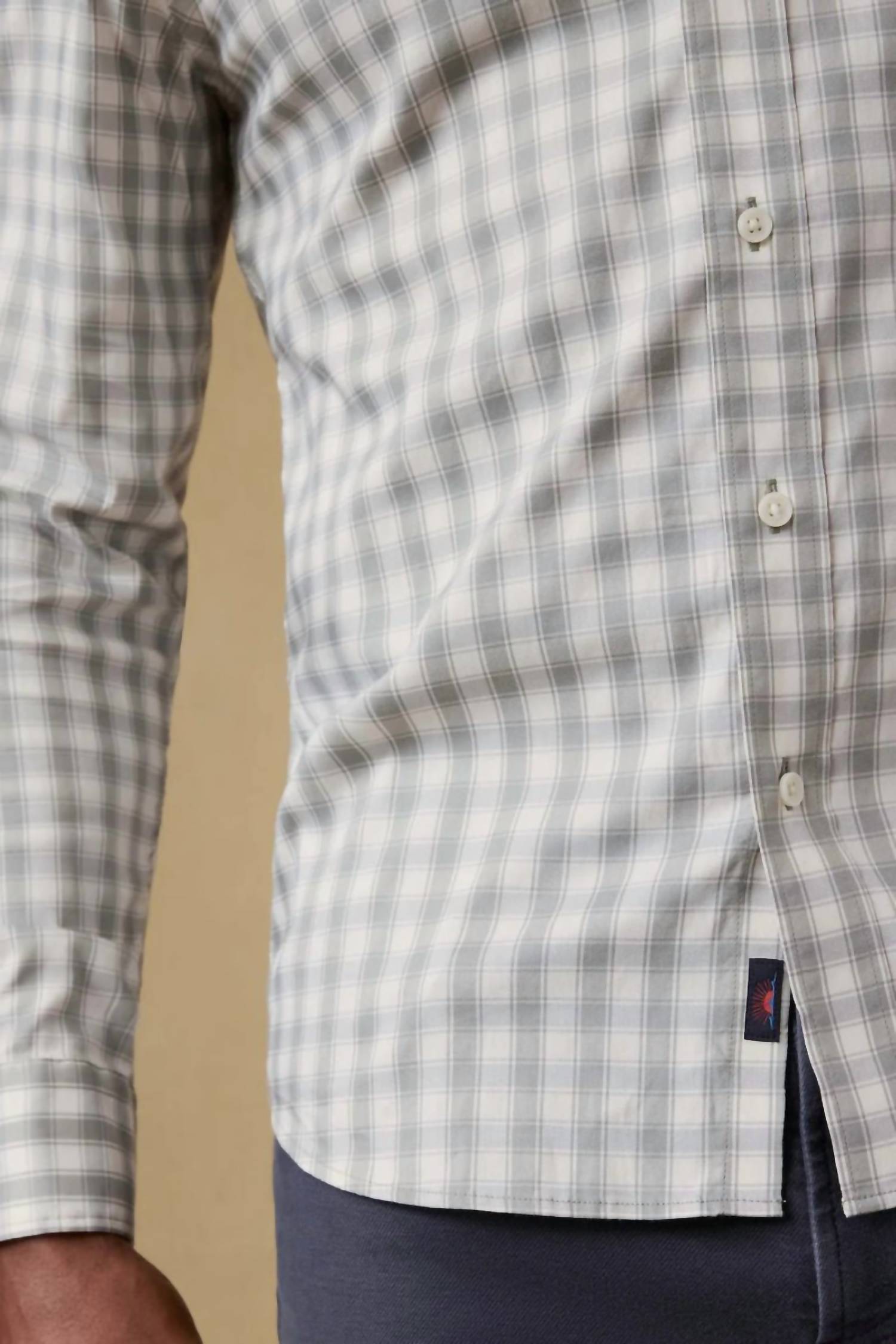 Faherty Movement Shirt in artic sage check - men's shirt - alternate view