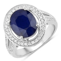 Diana M Jewels Women's Oval Natural Sapphire Fashion Ring (4.74 Ct) - Statement in 14k white gold - women's jewelry