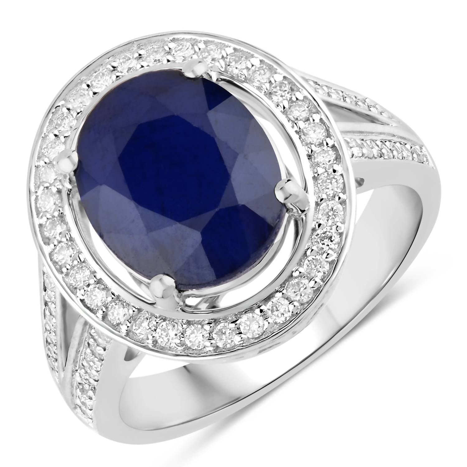 Diana M Jewels Women's Oval Natural Sapphire Fashion Ring (4.74 Ct) - Statement in 14k white gold - women's jewelry