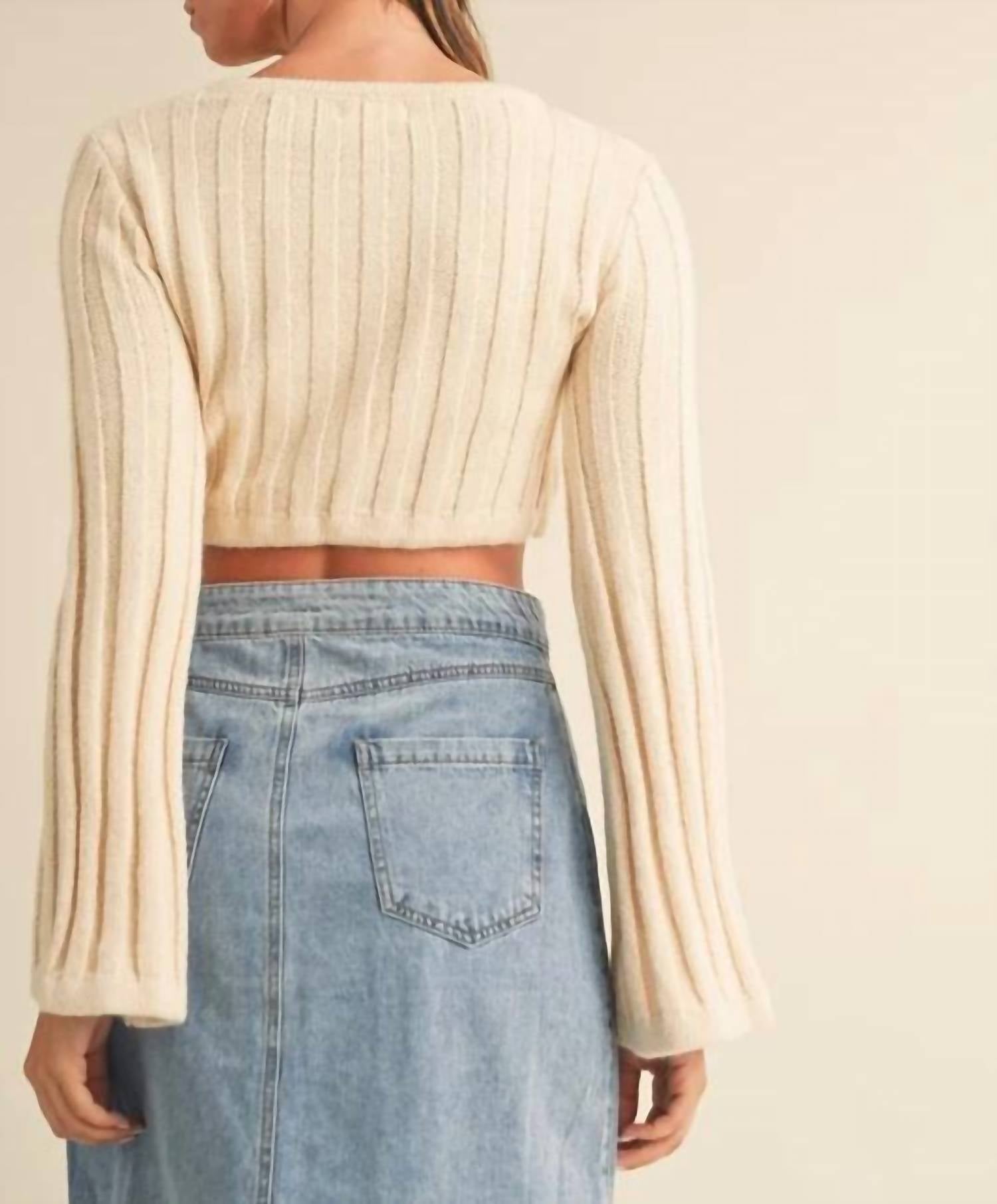 Mable - Long Bell Sleeve Ribbed Knit Sweater