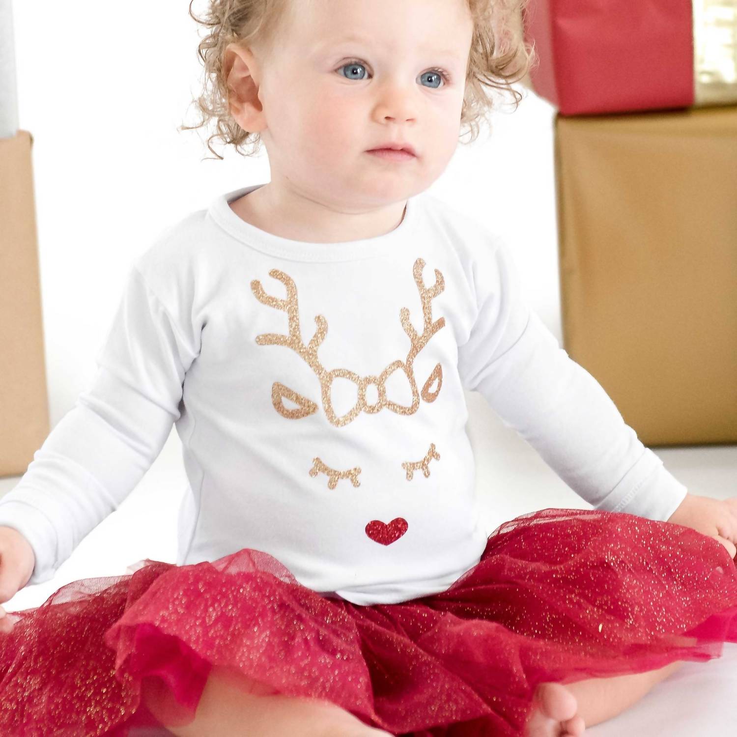 Sweet Wink - Baby Girls Reindeer Holiday T-shirt