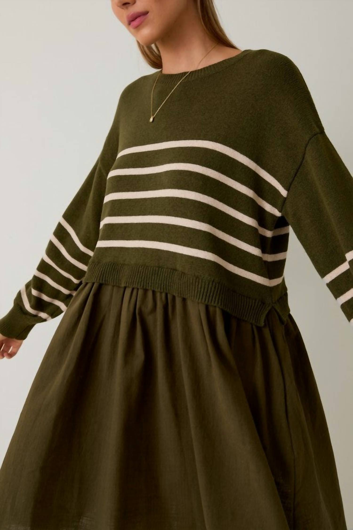 Sunday Edition - Crew Neck Mix Mini Dress