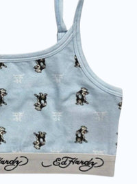 Ed Hardy Women's Sailor Cat Elastic Brallete in baby blue - women's intimate - detail view