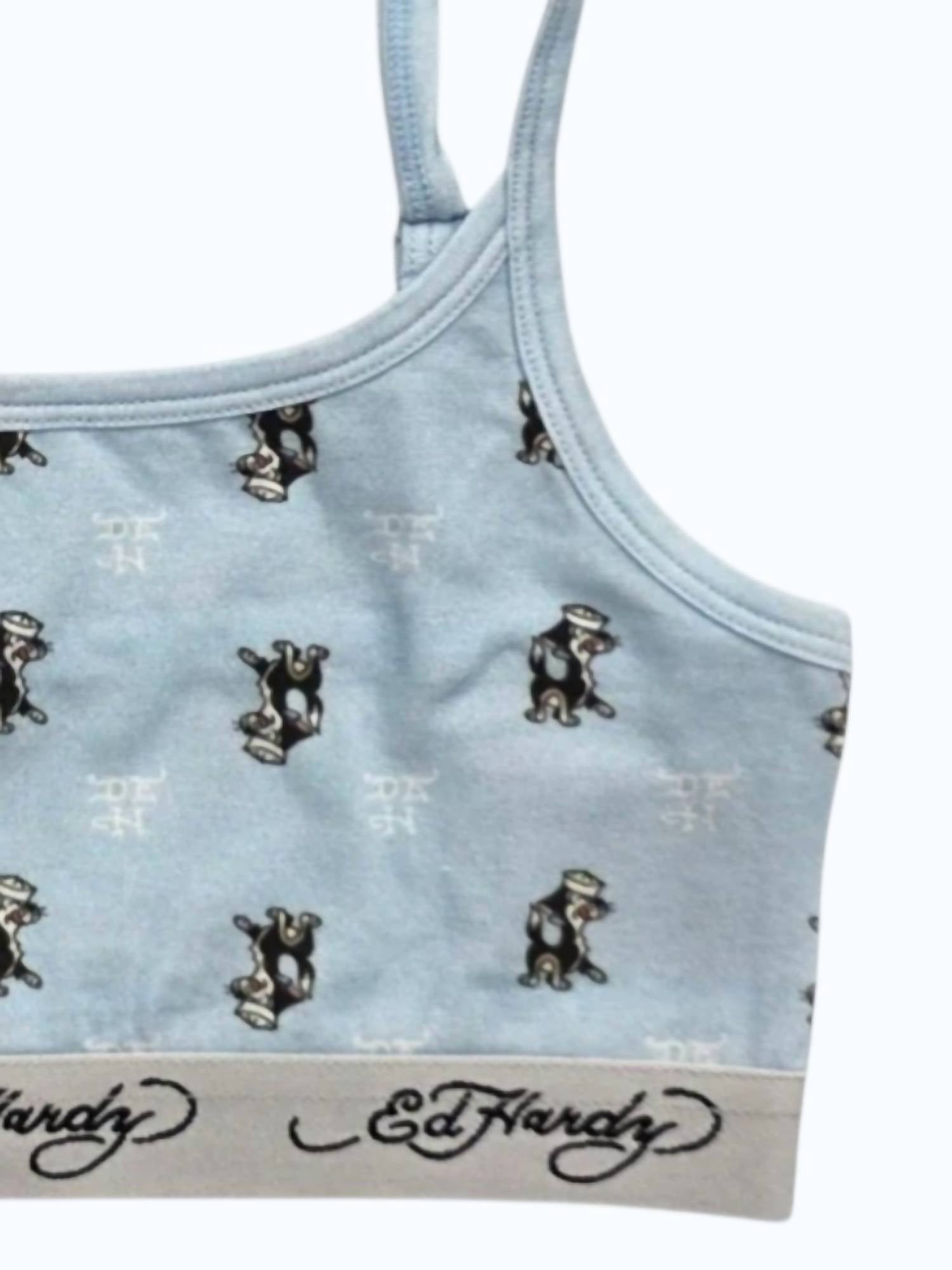 Ed Hardy Women's Sailor Cat Elastic Brallete in baby blue - women's intimate - detail view