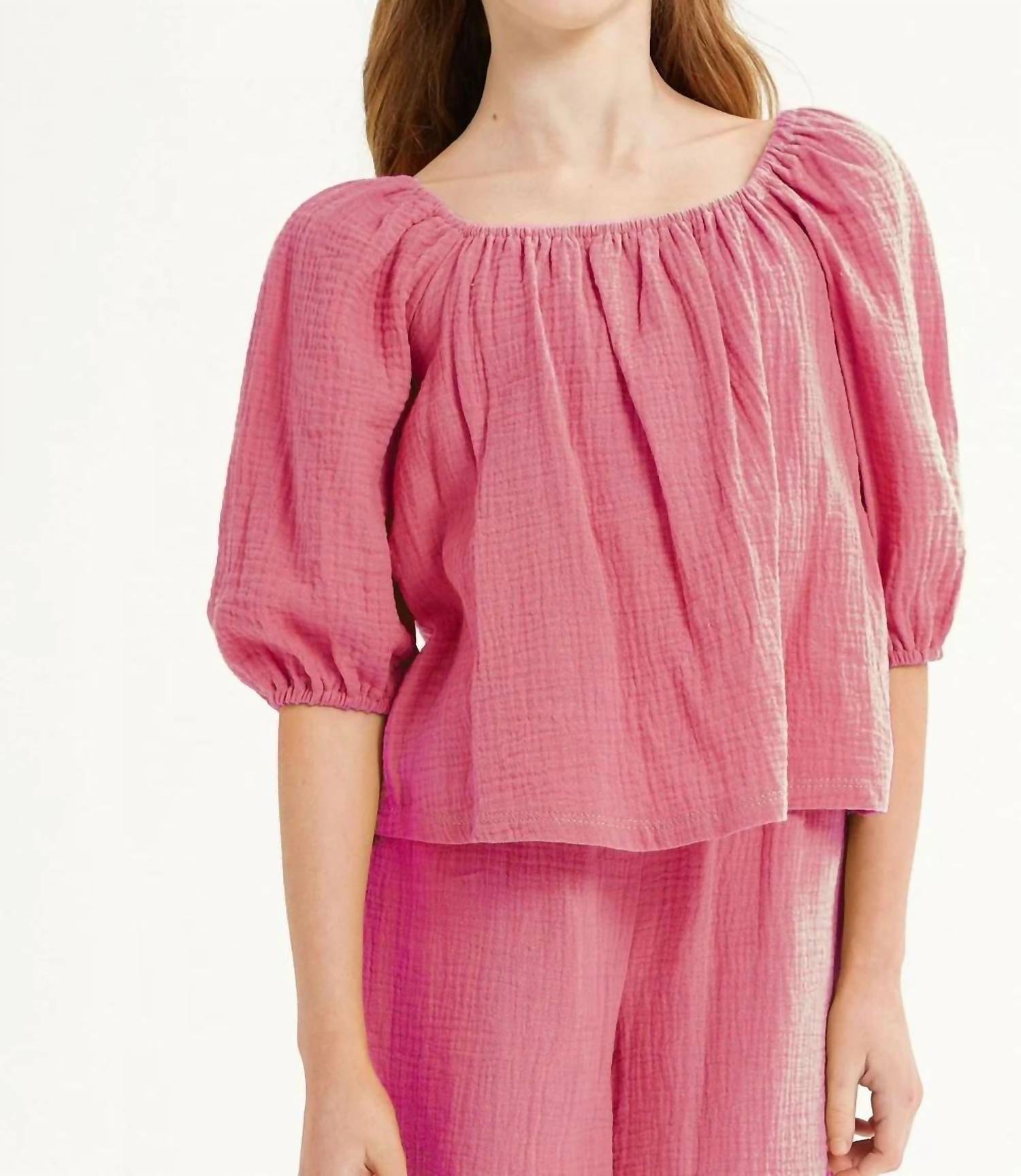Good Girl - Girls Balloon Sleeve Linen Top