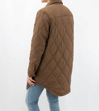 trend:notes Quilted Utility Thin Puffer Jacket in brown - women's jacket - view 4