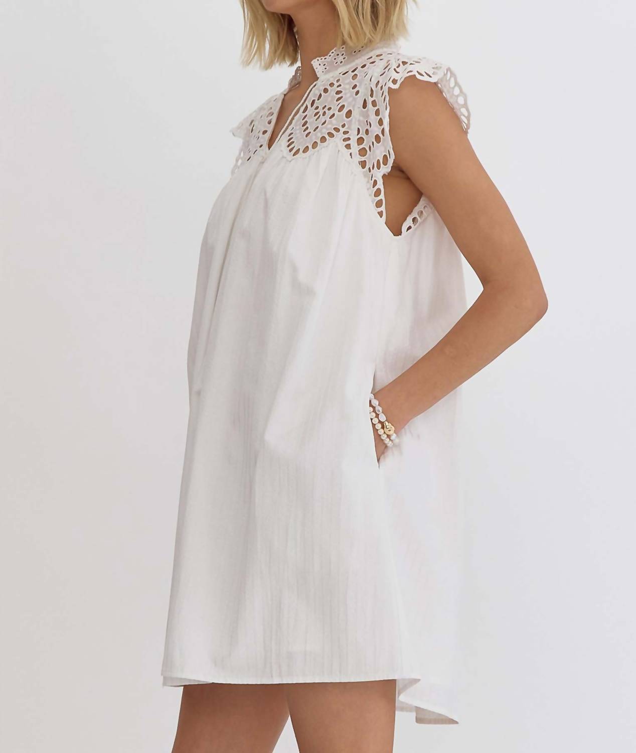 Entro - Striped Eyelet Dress