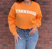 Pretty Garbage Volunteer Vibe Crewneck Sweatshirt in orange - women's top