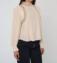 LOVE THE LABEL Fiona Long Sleeves Top in ivory - women's shirt