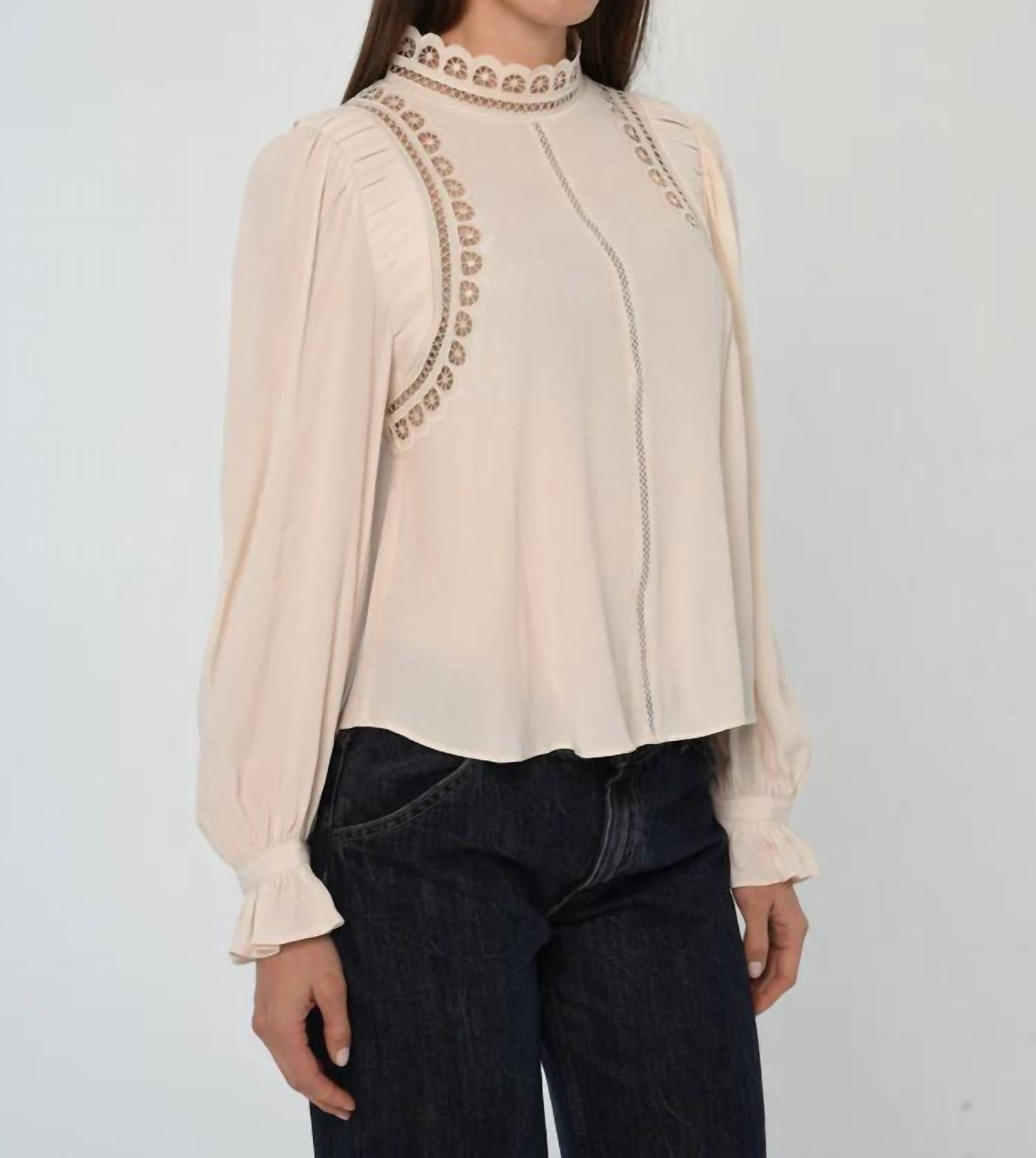 LOVE THE LABEL Fiona Long Sleeves Top in ivory - women's shirt