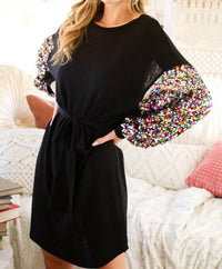 Vine & Love - Sequin Sleeve Dress
