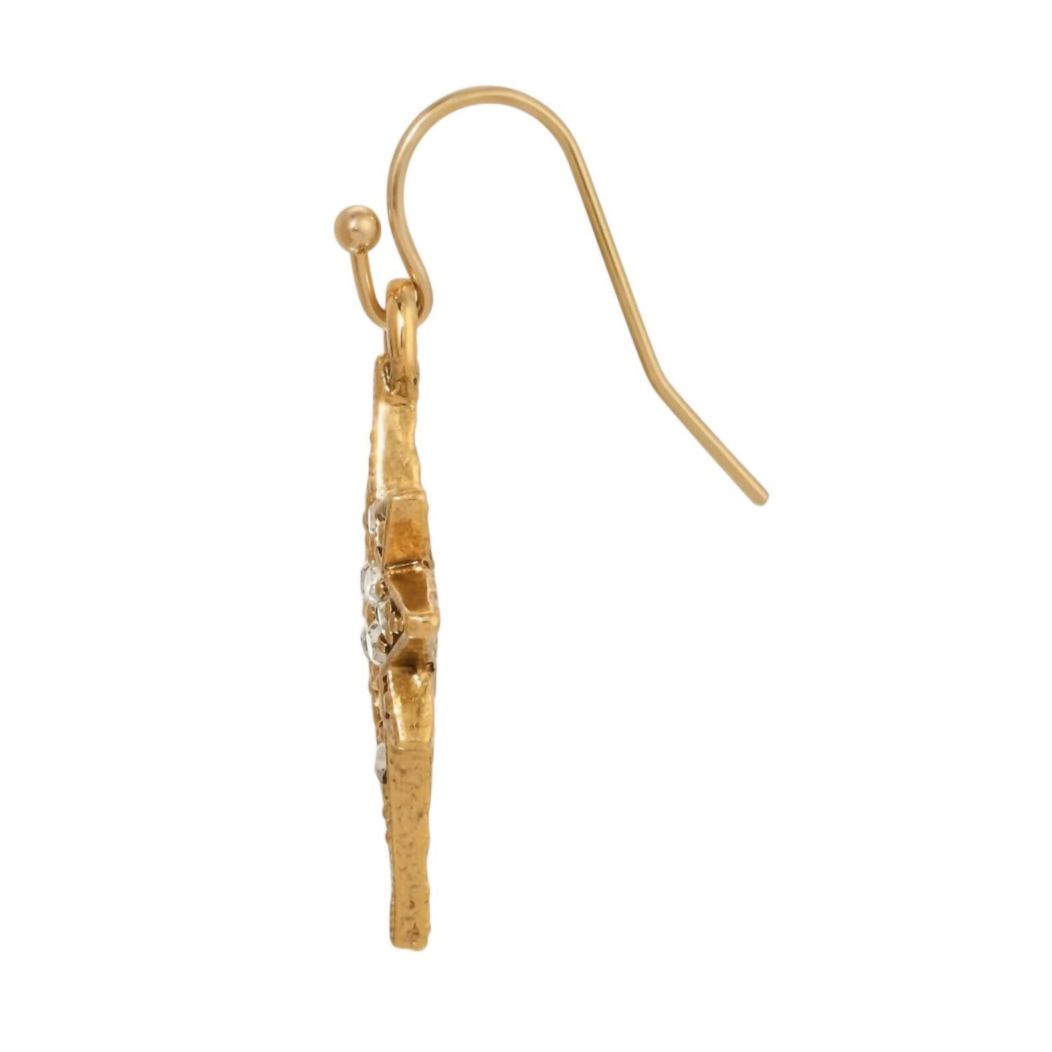 1928 Jewelry Women's Star Of Bethlehem Crystal Drop Earrings in gold - women's jewelry - alternate view