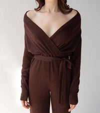 SSKEIN Wrap Neck Jumpsuit in mahogany 1 - women's pants - view 5