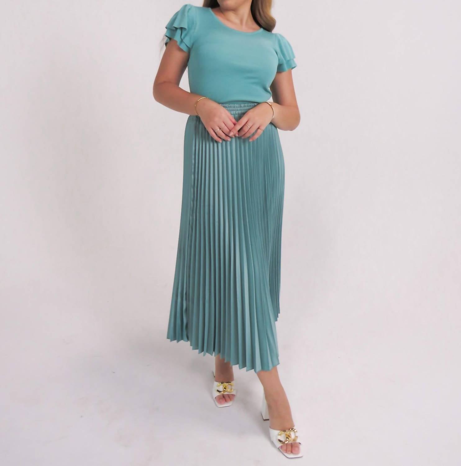Wishlist - Laguna Satin Pleated Midi Skirt