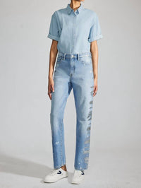 KanCan Straight Leg Jeans With Pattern in blue - women's jeans - detail view