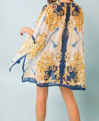 Flying Tomato - Elizabeth Scarf Print Woven Cover Up Kimono