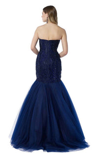 ALYCE PARIS Sweetheart Tulle Mermaid Gown in navy - women's dress - alternate view