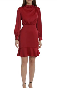 Maggy London - Ruffled Above Knee Shift Dress