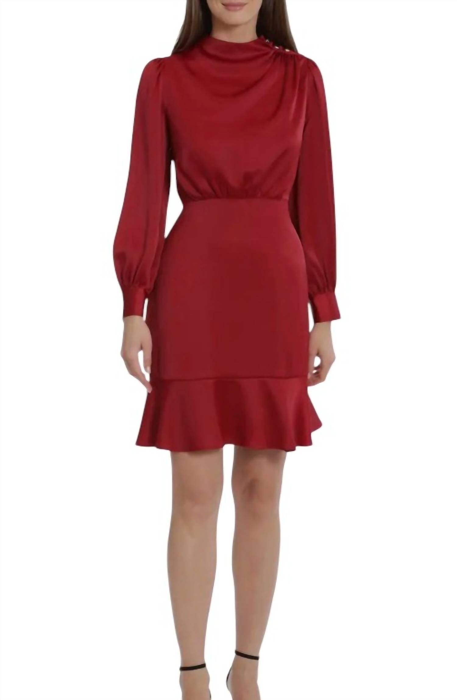 Maggy London - Ruffled Above Knee Shift Dress