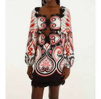 FARM RIO Graphic Ainika Cut-Out Hearts Mini Dress in white - women's dress
