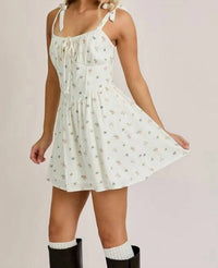 Le Lis - Tie Shoulder Strap Bustier Floral Mini Dress
