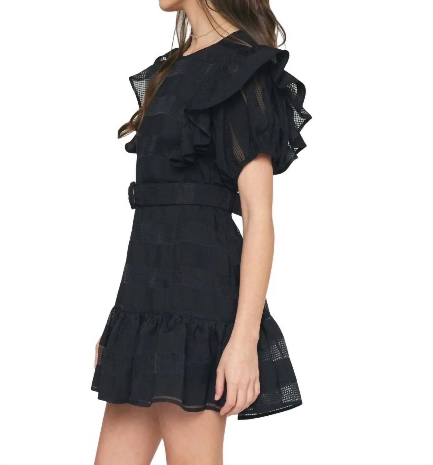 entro lace dress Entro Black Solid Sleeveless Accented Pearl Button Closure Front Mini Dress