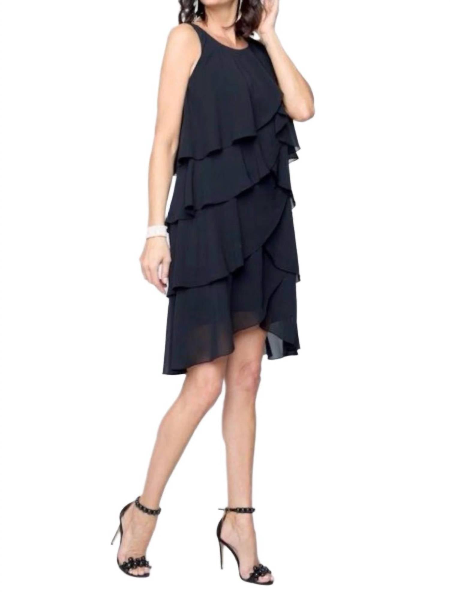 Carre Noir - Tiered Sleeveless Cha Cha Dress