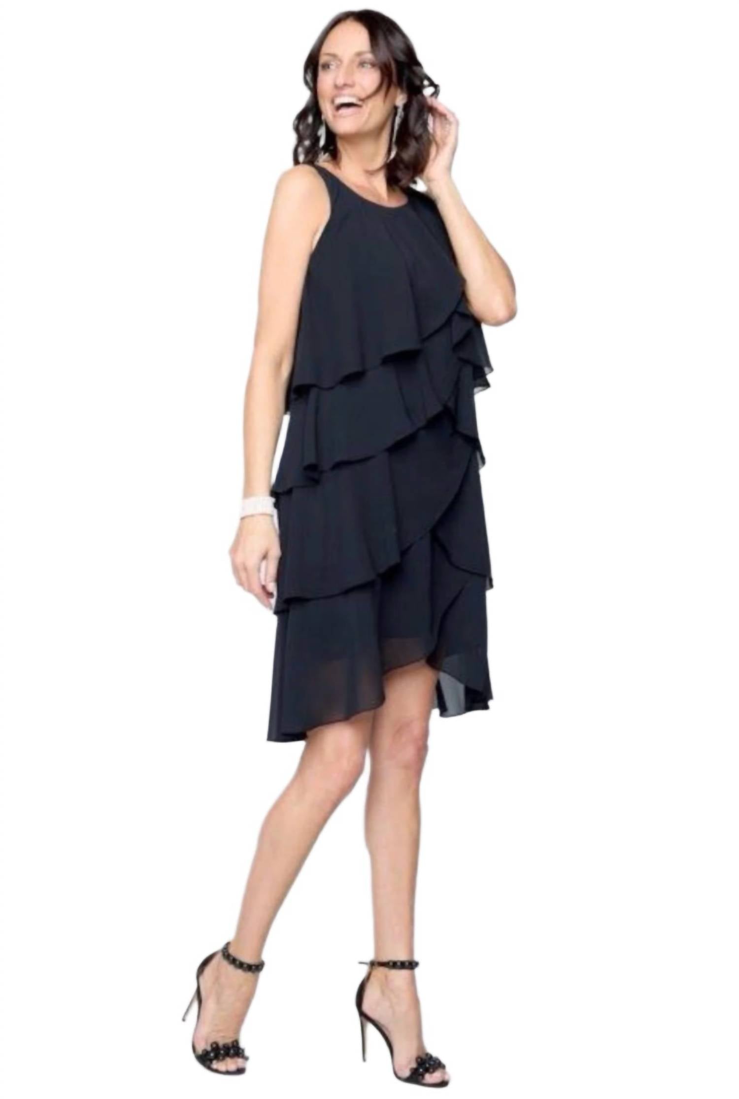Carre Noir - Tiered Sleeveless Cha Cha Dress