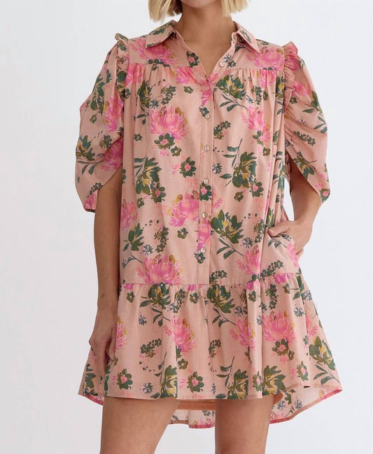 Entro - Floral Ruffle Detail Mini Dress