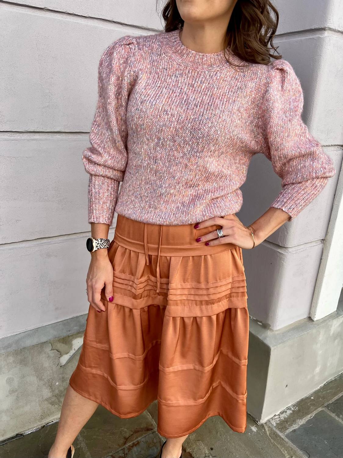 Pinch - Shiny Pleat Midi Skirt