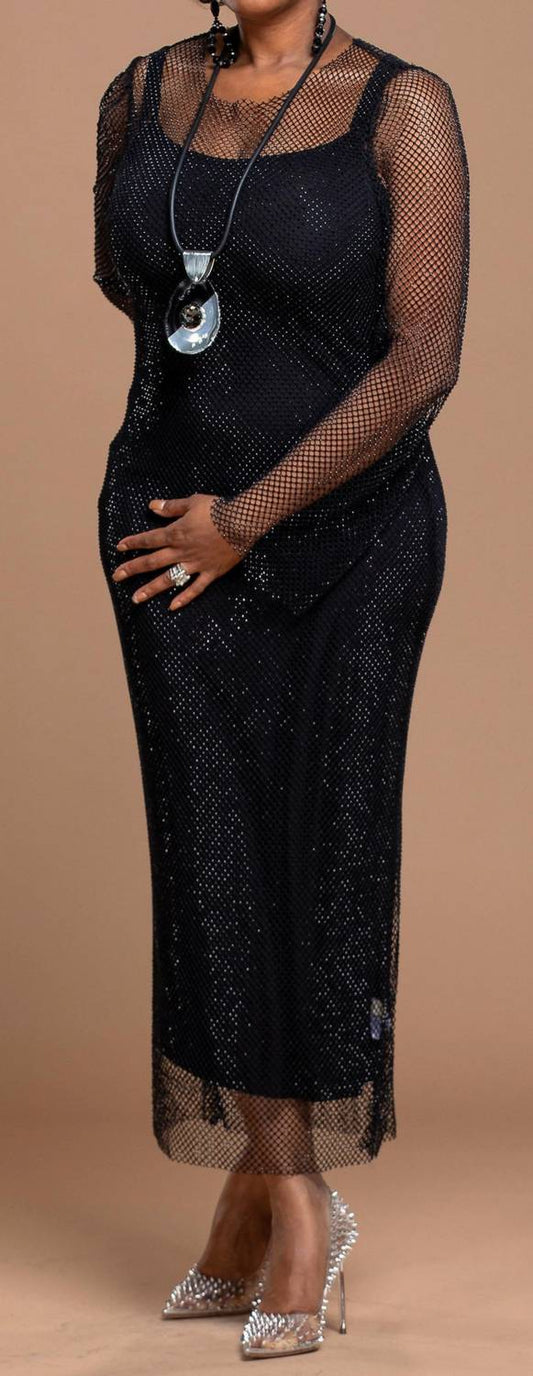 Elan - Deja Vu Rhinestone Midi Dress