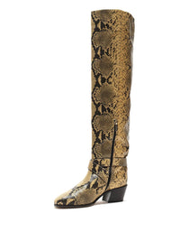 JIMMY CHOO Women's Beca 45mm Snake Print Boots in yellow - women's shoe - view 5