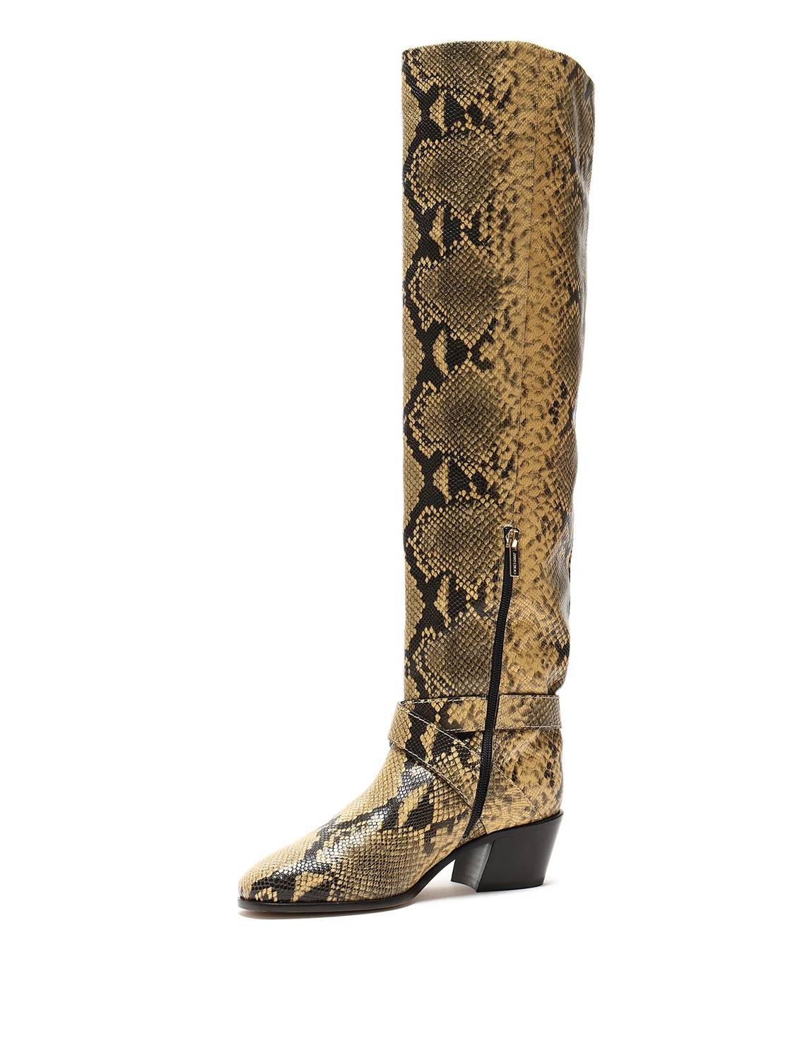 JIMMY CHOO Women's Beca 45mm Snake Print Boots in yellow - women's shoe - view 5