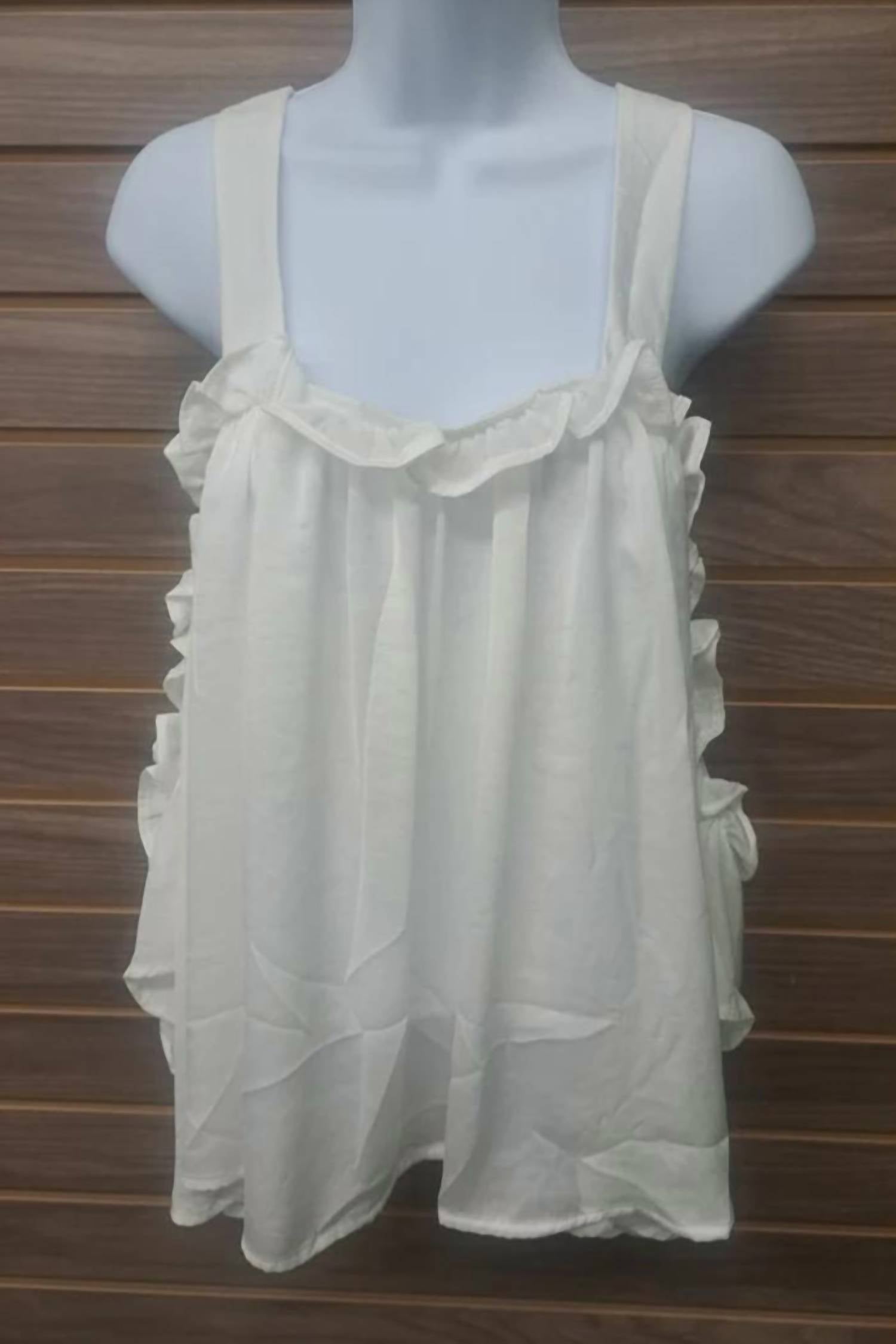 The Sang - Women's Ruffle Flowy Tank With Sleeve