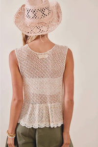 Listicle - Crochet Tie-front Sleeveless Top
